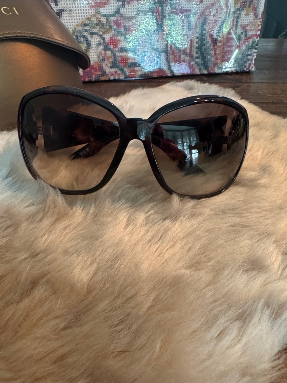 Gucci Brown Gradient Oversized Sunglasses